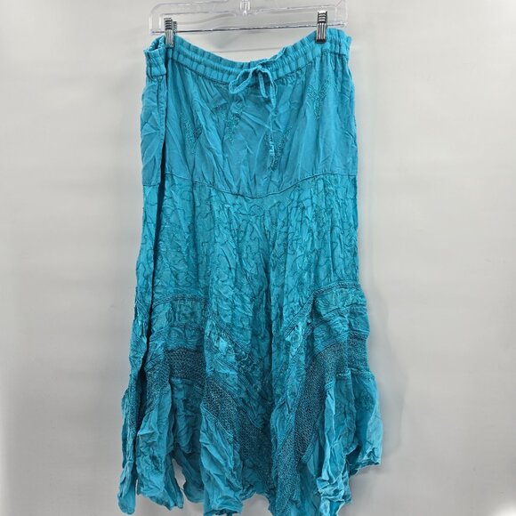 Vintage Y2k Imported Fashion Blue Skirt Maxi Lace Detailing Size XL - Picture 1 of 8
